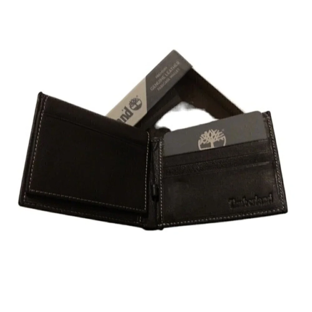 Timberland Pebble Leather Brown Men's Wallet Logo Embossed